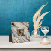 Elegant blauw wit goud koper marmer graniet fotoplaat (Insitu)