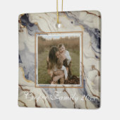 Elegant blauw wit goud koper marmer graniet keramisch ornament (Links)