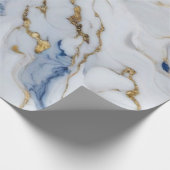 Elegant blauw wit goud marmer graniet patroon cadeaupapier (Hoek)