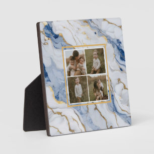 Elegant blauw wit goud marmer graniet patroon fotoplaat