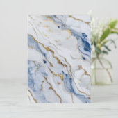 Elegant blauw wit goud marmer graniet patroon kaart (Staand voorkant)