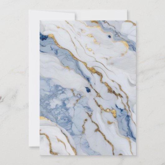 Elegant blauw wit goud marmer graniet patroon kaart (Achterkant)