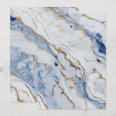 Elegant blauw wit goud marmer graniet patroon kaart (Voorkant / Achterkant)