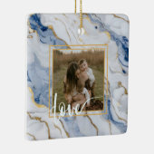 Elegant blauw wit goud marmer graniet patroon keramisch ornament (Rechts)