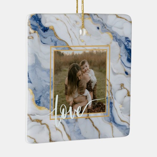 Elegant blauw wit goud marmer graniet patroon keramisch ornament (Rechts)