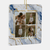 Elegant blauw wit goud marmer graniet patroon keramisch ornament (Rechts)