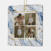 Elegant blauw wit goud marmer graniet patroon keramisch ornament (Links)