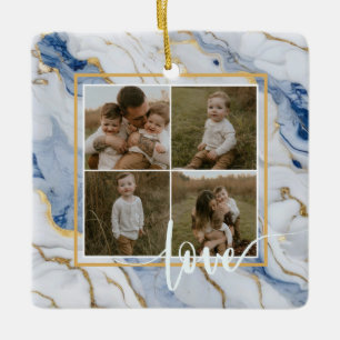 Elegant blauw wit goud marmer graniet patroon keramisch ornament