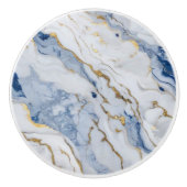 Elegant blauw wit goud marmer graniet patroon keramische knop (Voorkant)