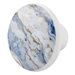 Elegant blauw wit goud marmer graniet patroon keramische knop