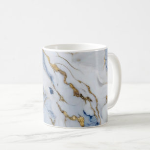 Elegant blauw wit goud marmer graniet patroon koffiemok