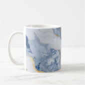 Elegant blauw wit goud marmer graniet patroon koffiemok (Links)