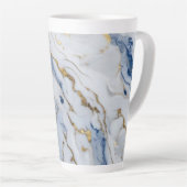 Elegant blauw wit goud marmer graniet patroon latte mok (Rechterhoek)