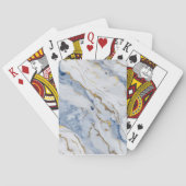 Elegant blauw wit goud marmer graniet patroon pokerkaarten (Achterkant)