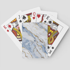 Elegant blauw wit goud marmer graniet patroon pokerkaarten