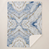 Elegant blauw wit goud marmer graniet patroon sherpa deken (Voorkant)