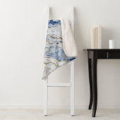 Elegant blauw wit goud marmer graniet patroon sherpa deken (In situ)