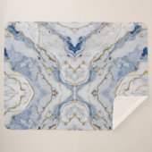 Elegant blauw wit goud marmer graniet patroon sherpa deken (Voorkant (horizontaal))