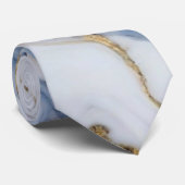 Elegant blauw wit goud marmer graniet patroon stropdas (Opgerold)