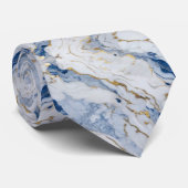 Elegant blauw wit goud marmer graniet patroon stropdas (Opgerold)