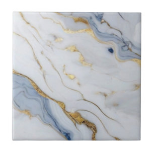 Elegant blauw wit goud marmer graniet patroon tegeltje