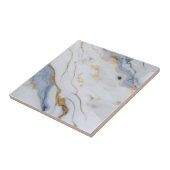 Elegant blauw wit goud marmer graniet patroon tegeltje (Zijkant)