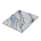 Elegant blauw wit goud marmer graniet patroon tegeltje (Zijkant)