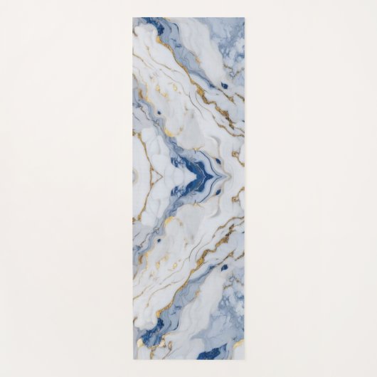 Elegant blauw wit goud marmer graniet patroon yogamat (Voorkant)