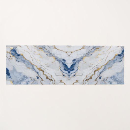 Elegant blauw wit goud marmer graniet patroon yogamat (Voorkant (horizontaal))