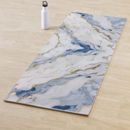 Elegant blauw wit goud marmer graniet patroon yogamat