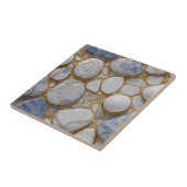 Elegant blauw wit goud marmeren steen patroon tegeltje (Zijkant)