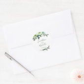 Elegant Blauw Wit Goud Turquoise Bloemenbruiloft Ronde Sticker (Envelop)