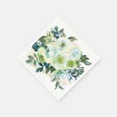 Elegant Blauw Wit Goud Turquoise Bloemenbruiloft Servet (Hoek)