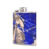 Elegant blauw wit grijs graniet marmeren patroon heupfles (Links)