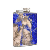 Elegant blauw wit grijs graniet marmeren patroon heupfles (Rechts)