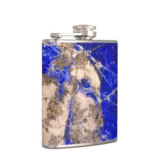 Elegant blauw wit grijs graniet marmeren patroon heupfles (Rechts)