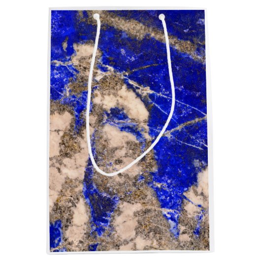 Elegant blauw wit grijs graniet marmeren patroon medium cadeauzakje (Voorkant)