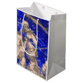 Elegant blauw wit grijs graniet marmeren patroon medium cadeauzakje (Voorkant Gekanteld)