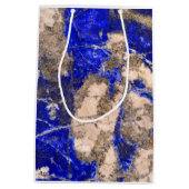 Elegant blauw wit grijs graniet marmeren patroon medium cadeauzakje (Achterkant)