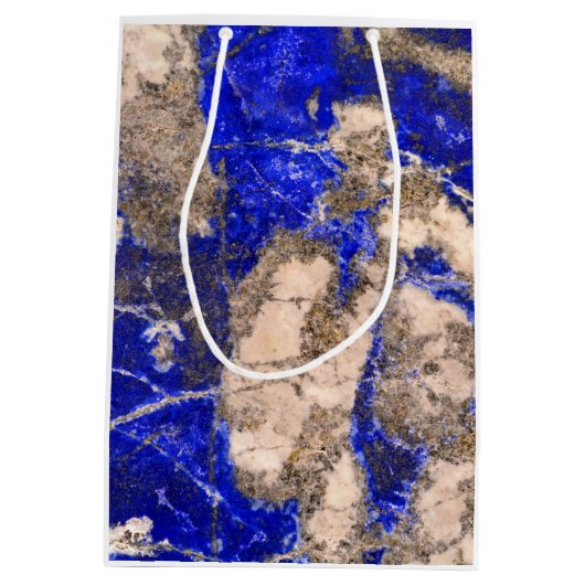 Elegant blauw wit grijs graniet marmeren patroon medium cadeauzakje (Achterkant)