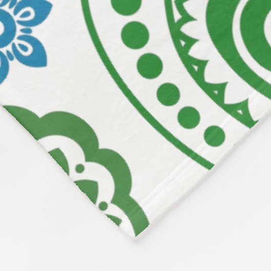 Elegant Blauw Wit & Groen  Paisley Fleece Deken (Hoek)