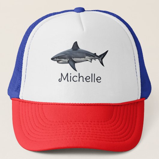 Elegant  blauw wit haai Gepersonaliseerd Trucker Pet (Voorkant)