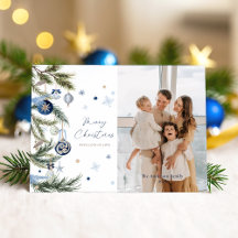 Elegant blauw wit kerst ornament foto