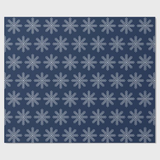 Elegant Blauw Wit Kerst Sneeuwvlok Patroon Cadeaupapier (Vlak)