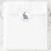 Elegant Blauw & Wit Konijn Gelukkig Pasen Label  (Tas)