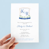 Elegant Blauw Wit Kustkuif Verlovingsfeest Kaart