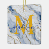 Elegant blauw wit maïs goud marmer graniet keramisch ornament (Links)