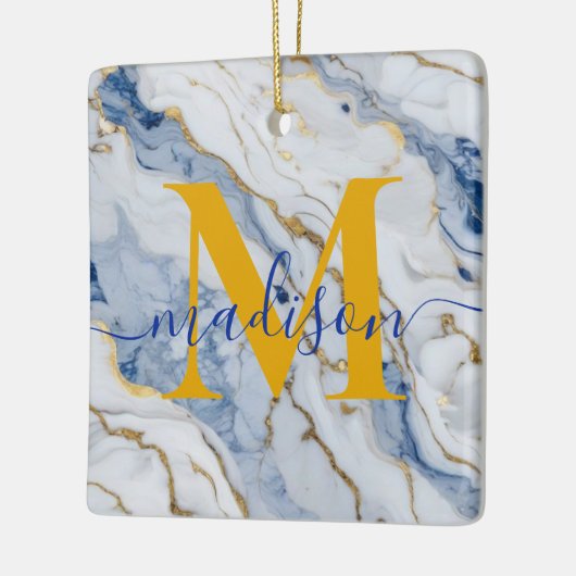 Elegant blauw wit maïs goud marmer graniet keramisch ornament (Links)