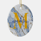 Elegant blauw wit maïs goud marmer graniet keramisch ornament (Rechts)