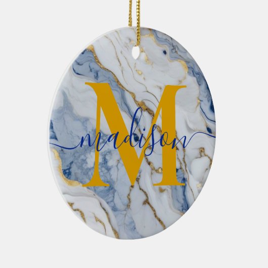 Elegant blauw wit maïs goud marmer graniet keramisch ornament (Rechts)